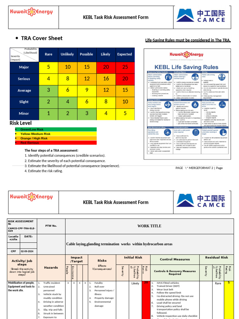 Cable Laying 833 | PDF | Risk | Dehydration