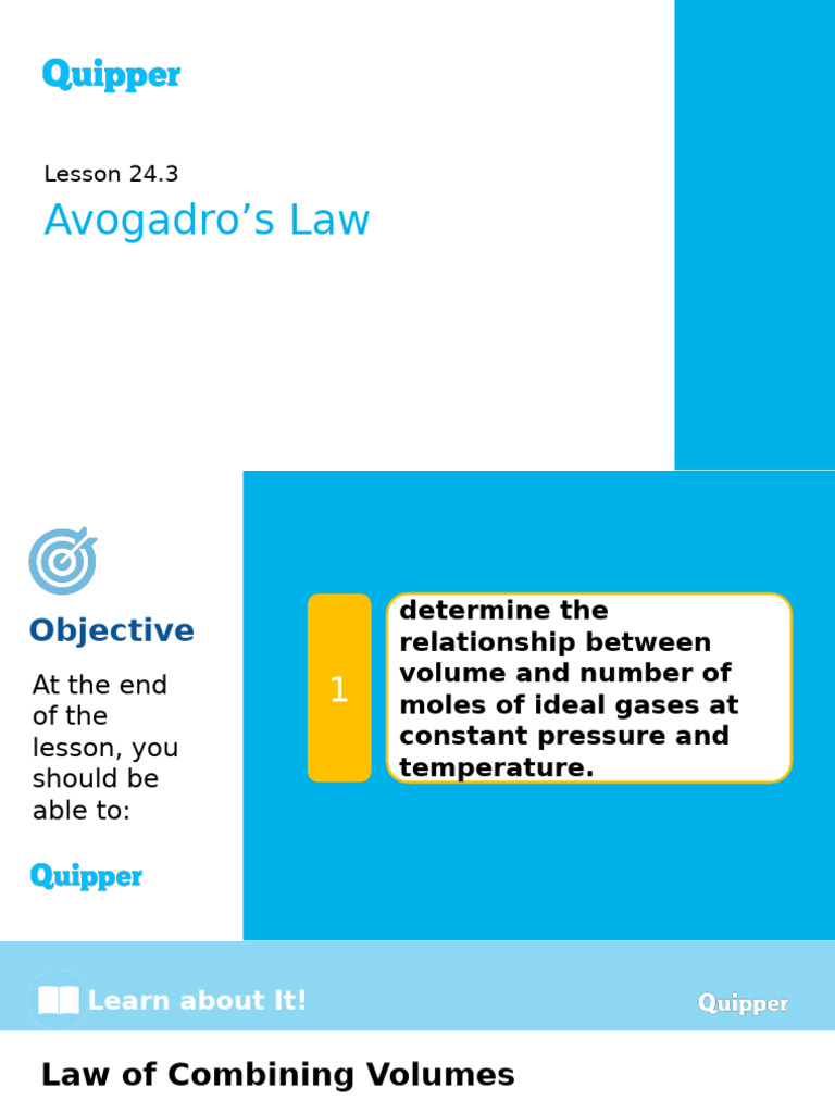 Science 10 24.3 Avogadro - S Law | PDF | Gases | Mole (Unit)