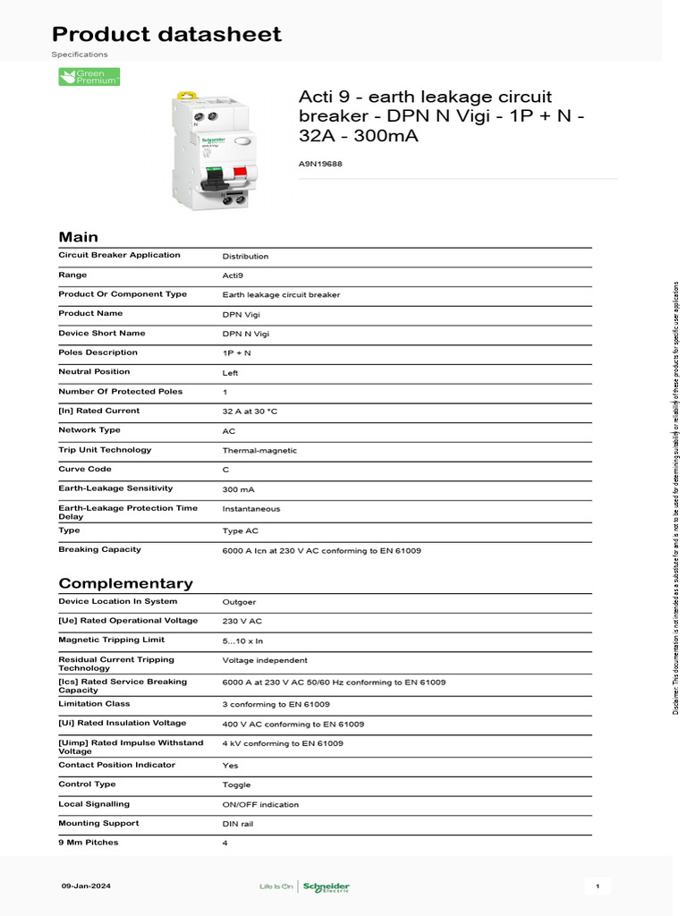 Schneider Electric IDPN-Vigi A9N19688 | PDF | Alternating Current ...