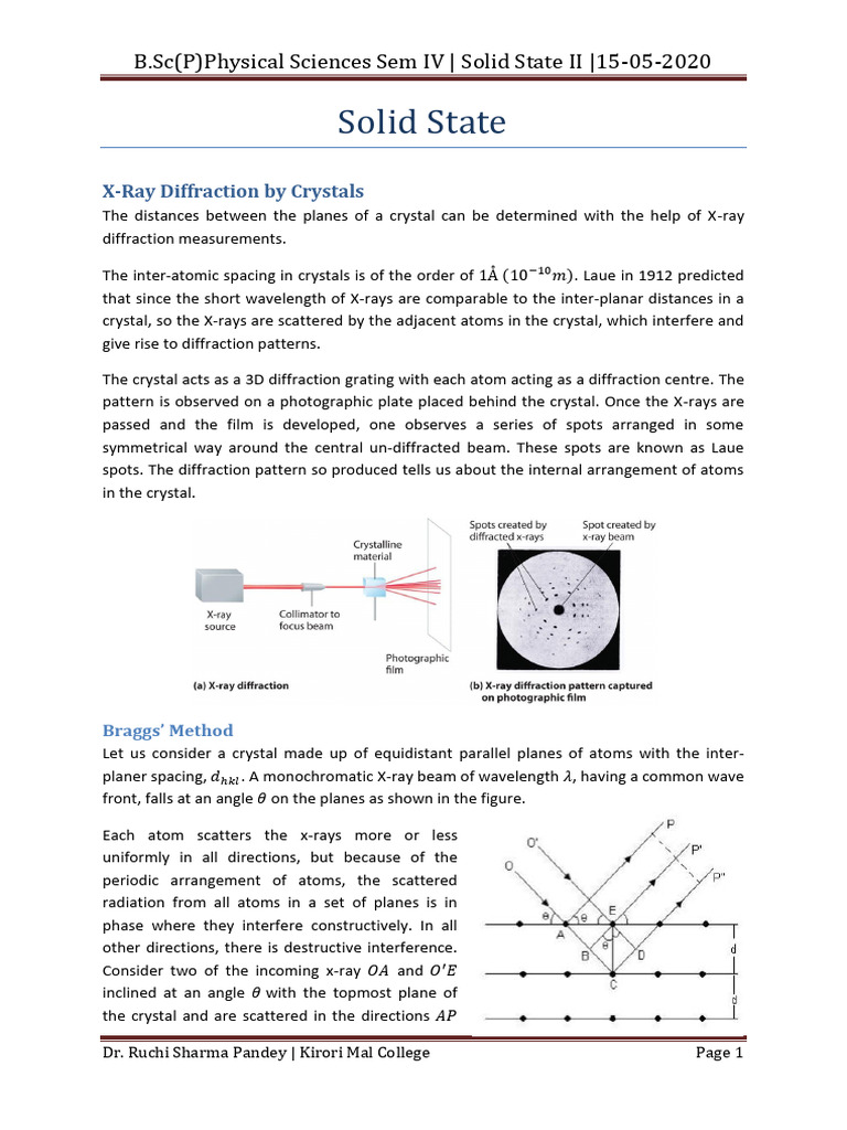 X-Ray Diffraction in Solid State Physics | PDF | X Ray Crystallography ...