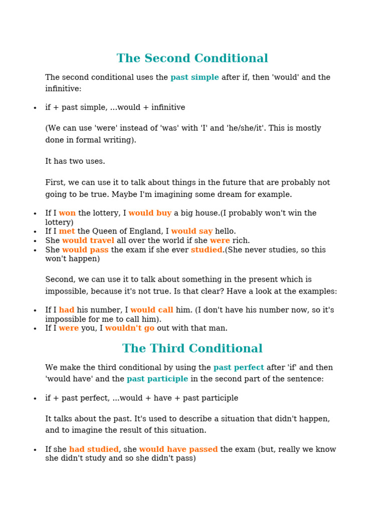 The Second Conditional: Past Simple | PDF | Reason | Verb