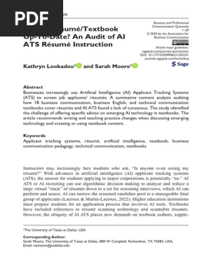 (2024-01) Is Your RésuméTextbook Up-To-Date An Audit of AI ATS Résumé Instruction