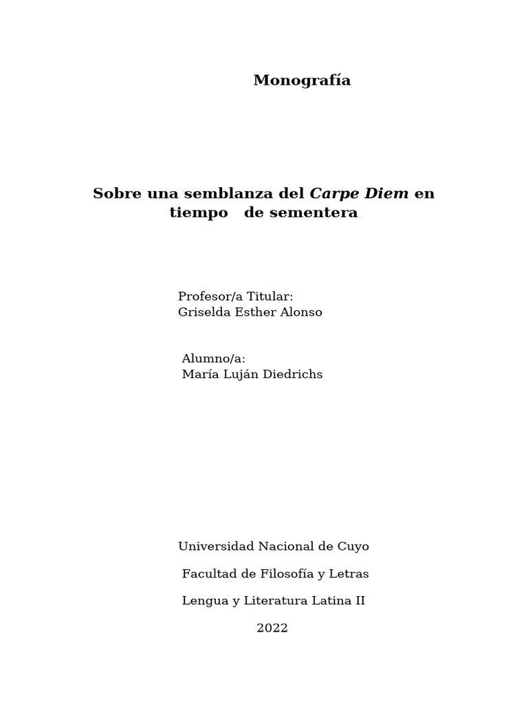 Carpe Diem y Sementera en Poesía | PDF | Horacio | Dios