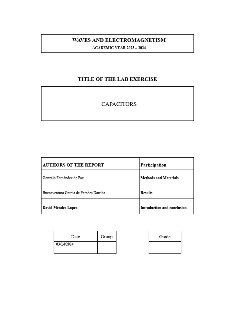 Capacitors Lab Report | PDF | Capacitor | Electrical Network