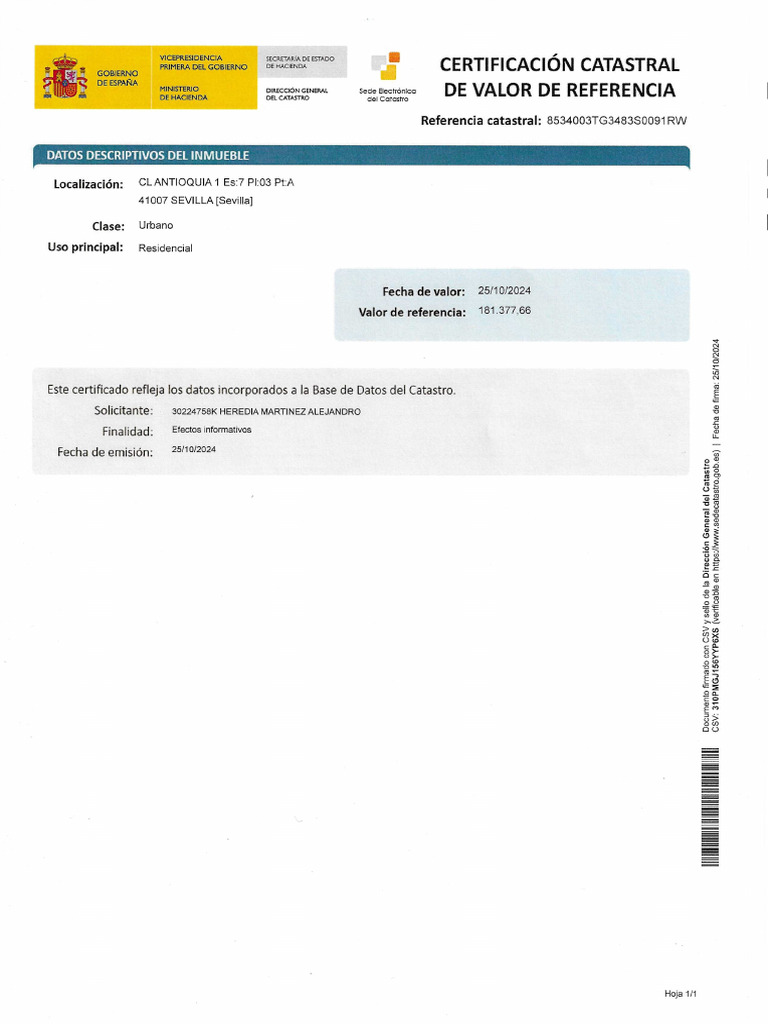 SEDE ELECTRONICA CATASTRO VALOR REFERENCIA CATASTRAL visual data 6