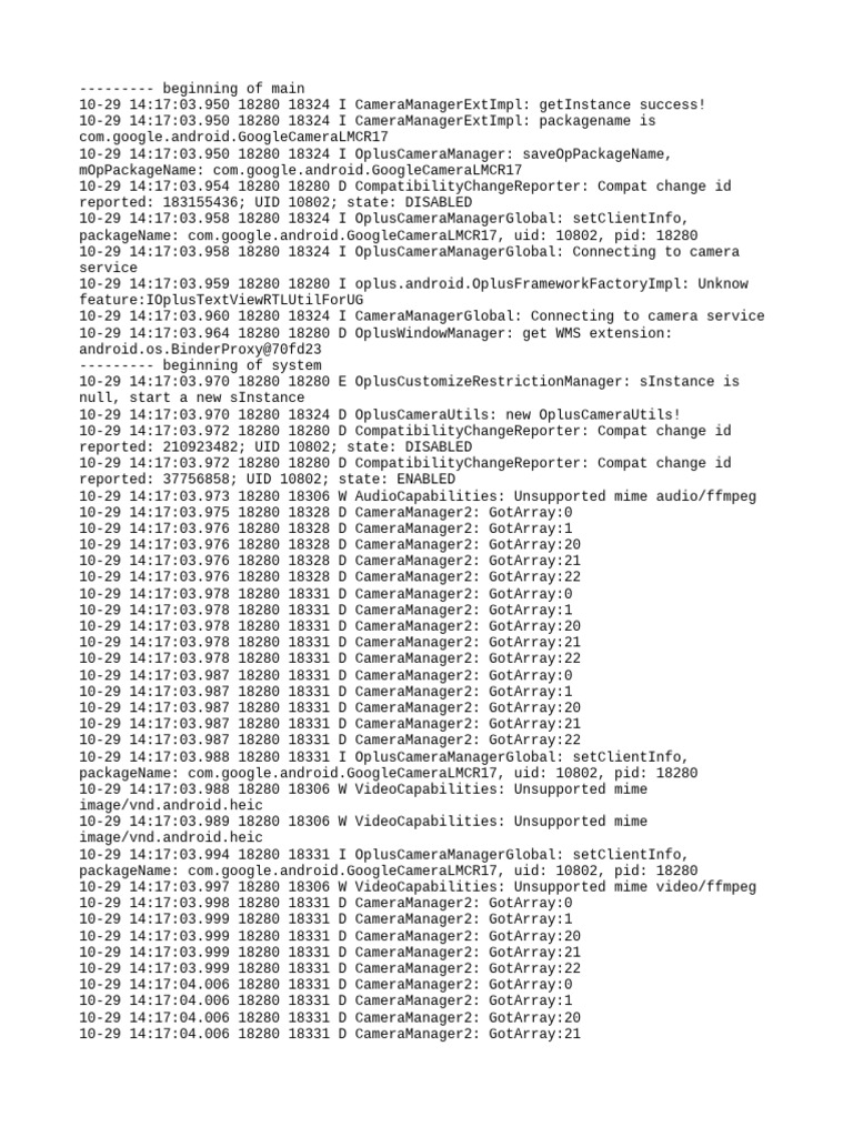 Camera Manager Log Analysis | PDF | Software | Computer Programming
