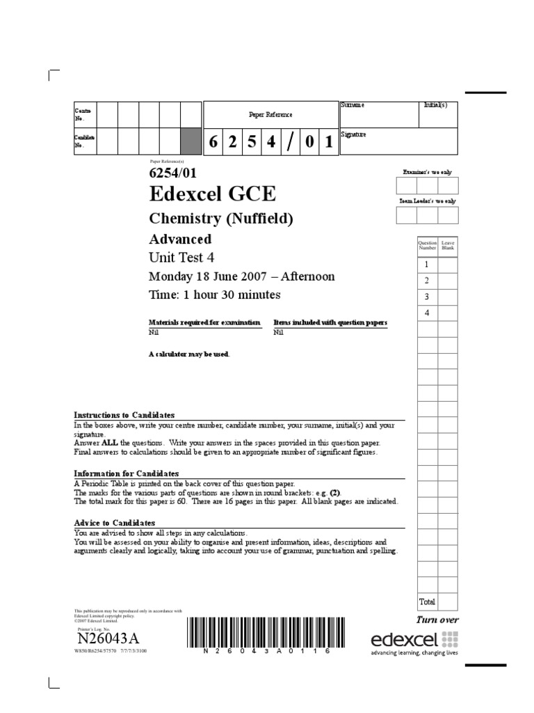 Chemistry Unit 4 June 2007 | PDF | Chemical Equilibrium | Acid