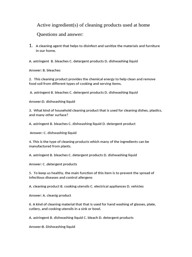 Active Ingredient Question Aand Answer | PDF | Wellness | Science ...