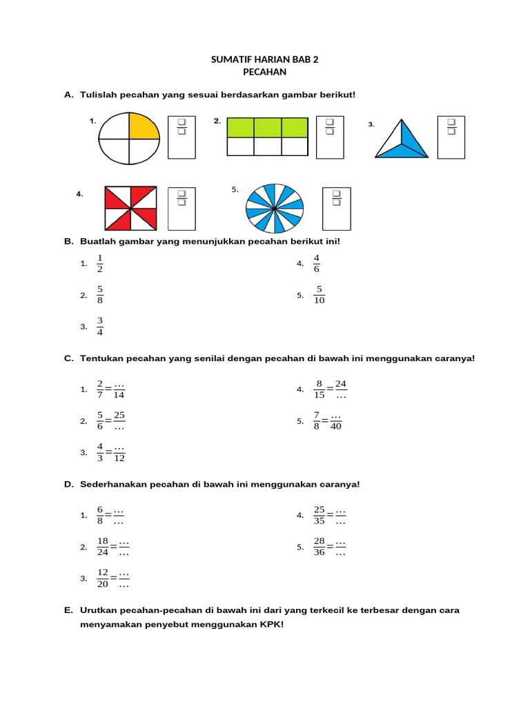Sumatif Harian Bab 2 Matematika Kelas 4 | PDF