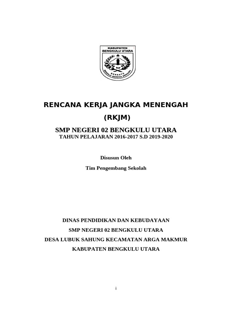 RKJM SMP Negeri 02 Bengkulu Utara 2016-2020 | PDF | Karier & Perkembangan