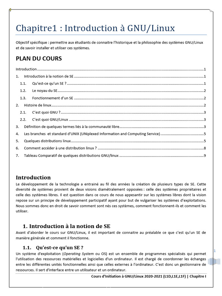 Introduction à GNU/Linux 2020-2021 | PDF | Unix | Distribution Linux