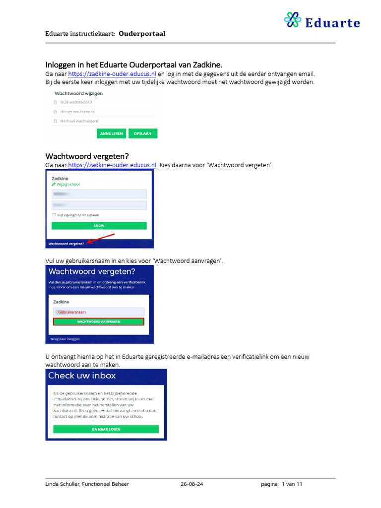 Ouderportaal Inloggen Instructies | PDF