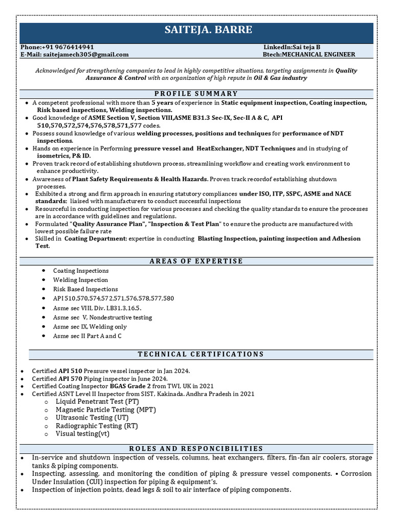 Saiteja API 510&570 | PDF | Reliability Engineering | Nondestructive ...