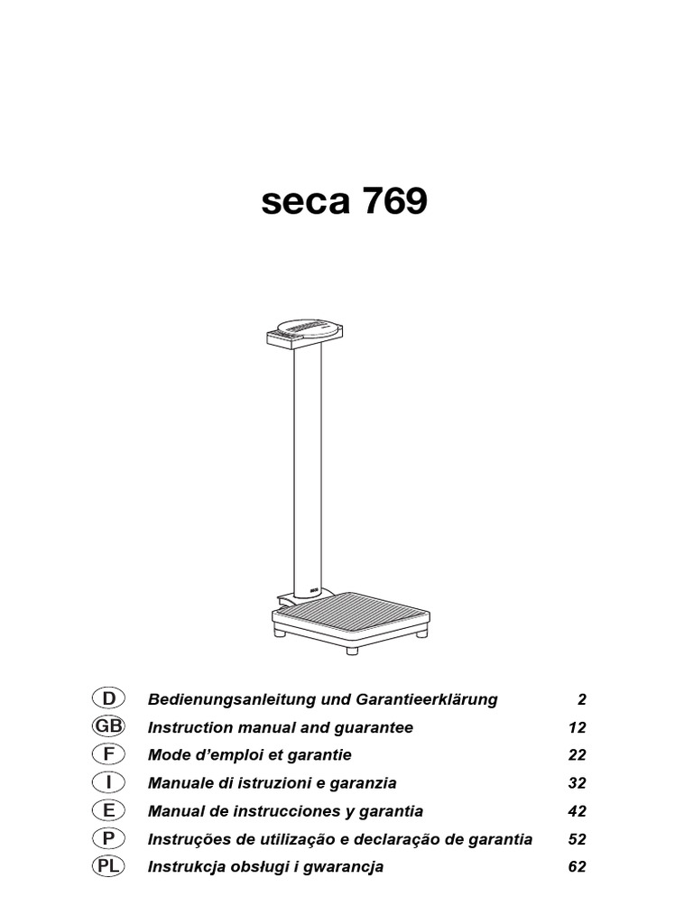 Manual de usuario seca 769 en español | PDF | Balanza