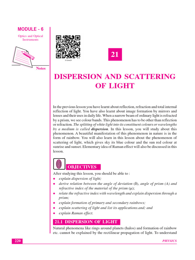 Dispersion and Scattering of Light Explained | PDF | Rainbow ...