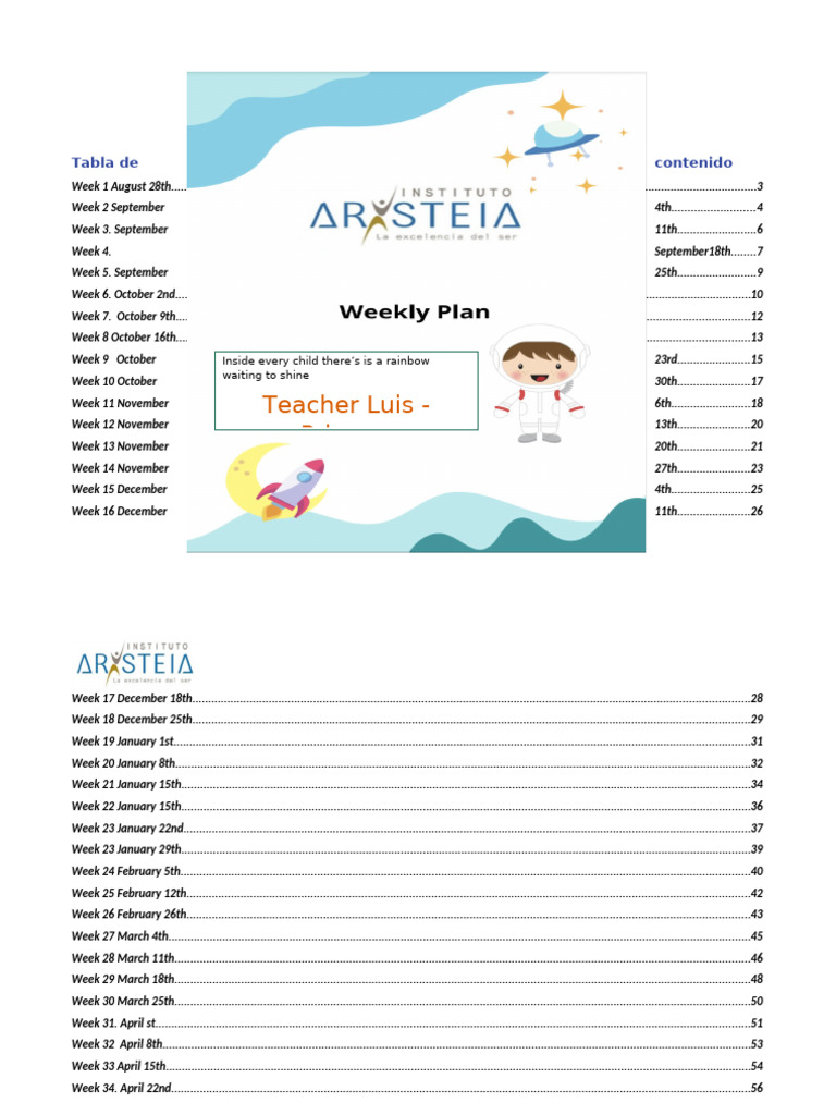Weekly Plan Primary 3 Pdf