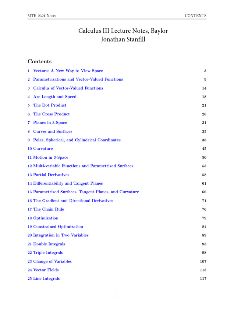 Calculus III Lecture Notes | PDF | Cartesian Coordinate System | Integral