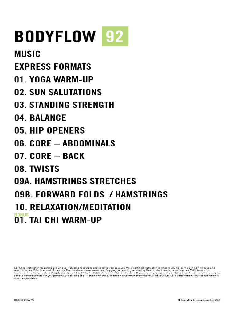 BODYFLOW 92 Instructor Guide | PDF | Breathing | Foot