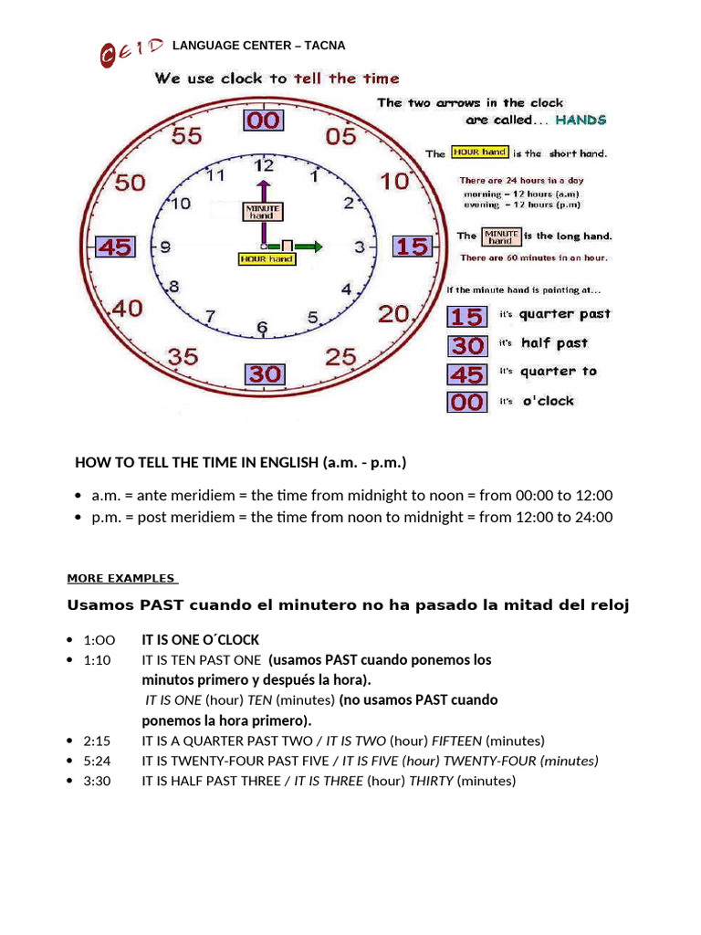 English Practice What Time Is It 2021 Tema Gramatical | PDF
