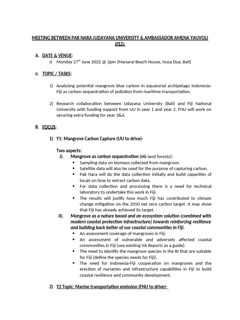 Udayana-Fiji Mangrove Carbon Project | PDF | Climate Change Mitigation ...