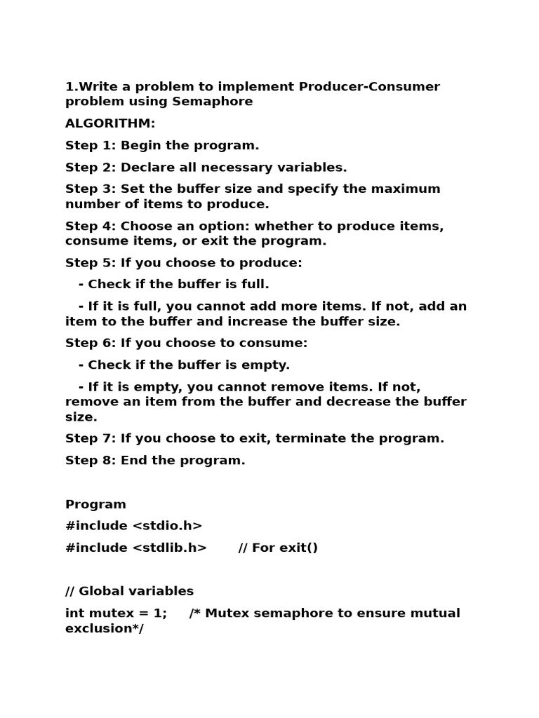 Producer-Consumer Problem with Semaphore | PDF