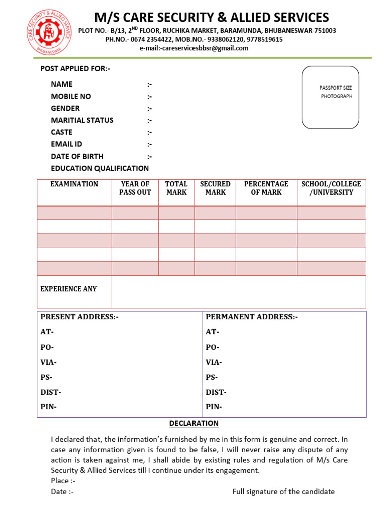 Care Form | PDF