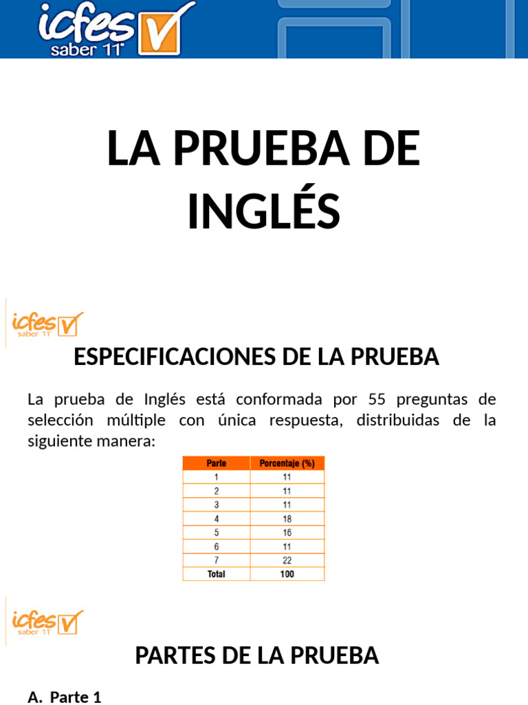 Especificaciones Prueba Inglés ICFES | PDF | Estudios de idiomas ...