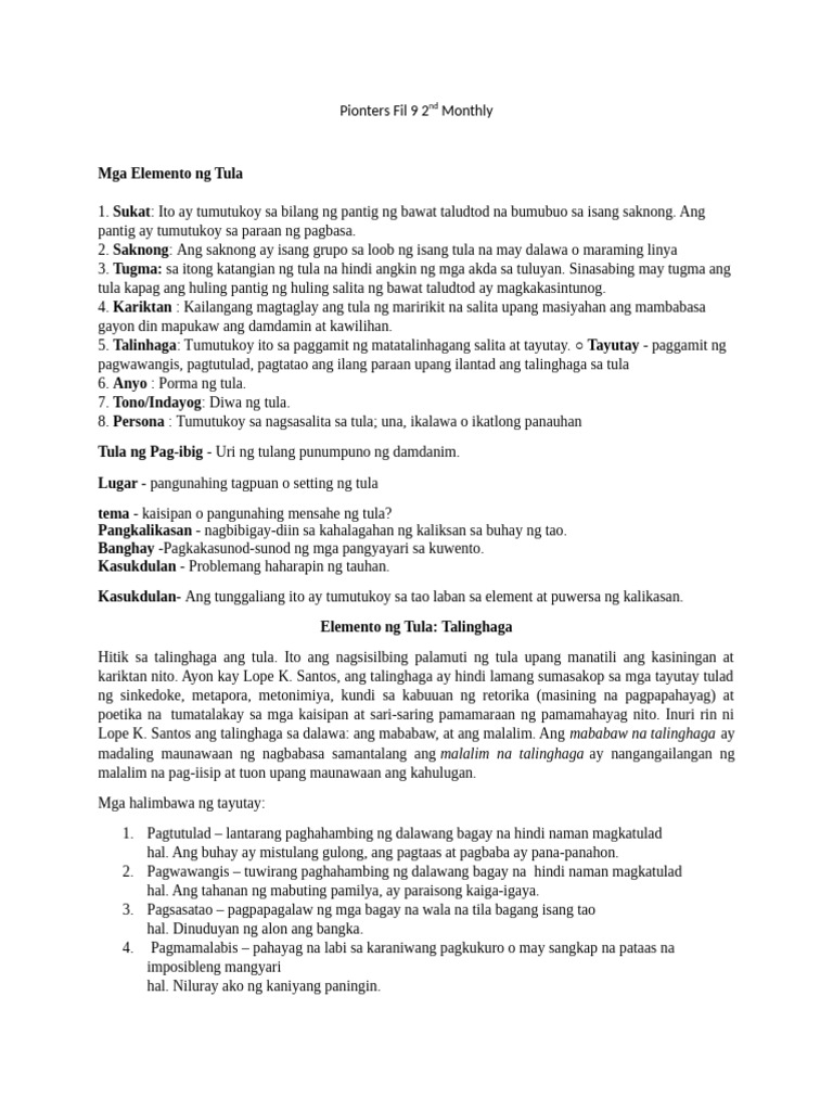 Pionters Fil 9 2nd Monthly | PDF