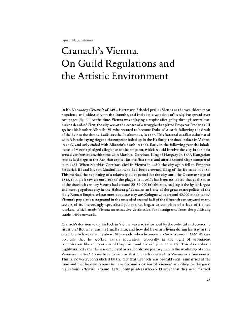 Cranachs Vienna On Guild Regulations An | PDF