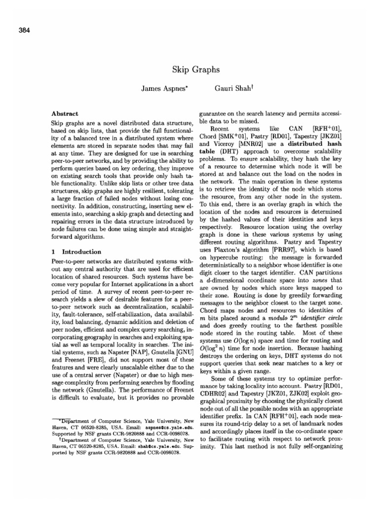Understanding Skip Graphs in P2P Networks | PDF | Algorithms And Data ...