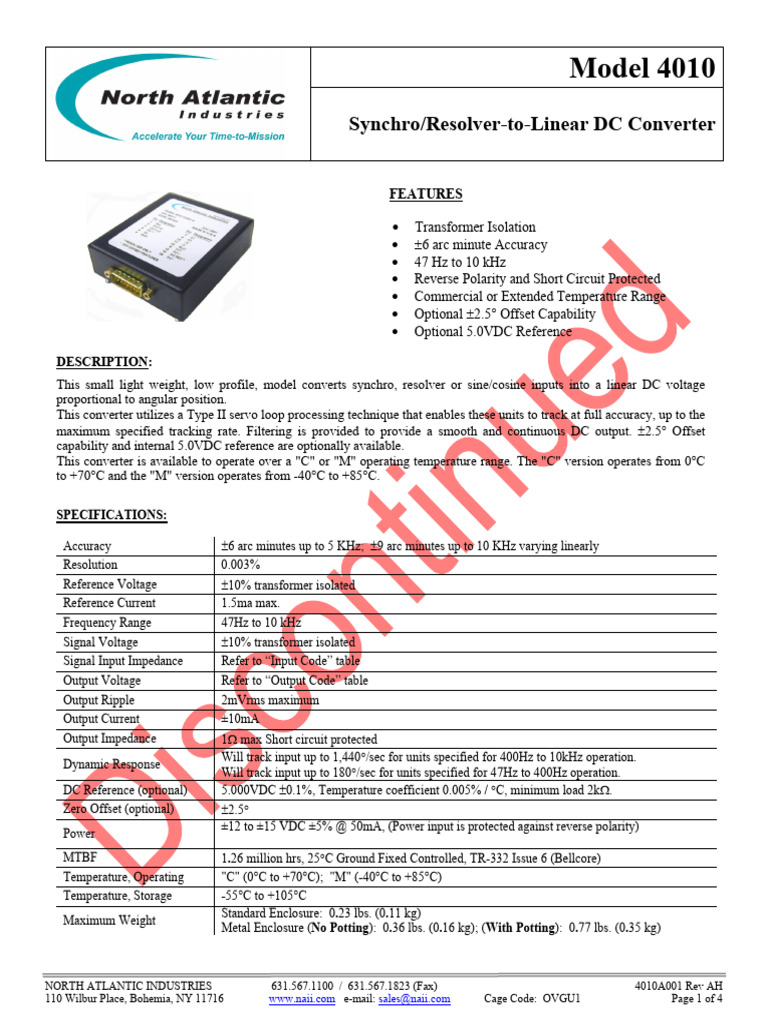 Synchro/Resolver Calibration Converter | PDF | Transformer | Electrical ...