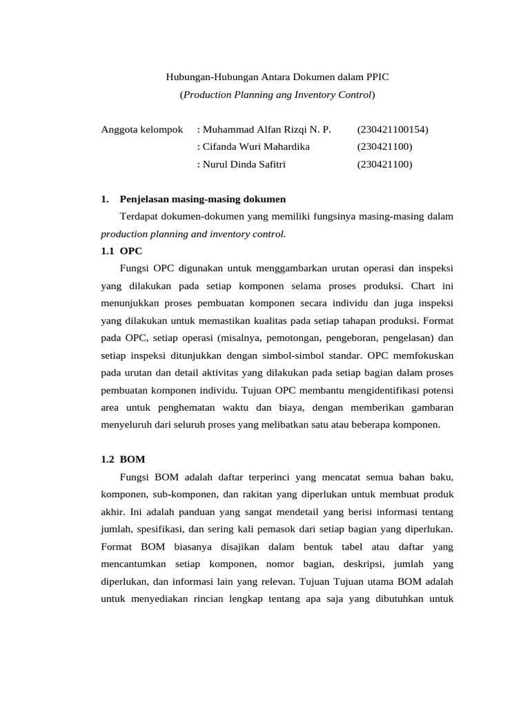 Hubungan Dokumen dalam PPIC | PDF
