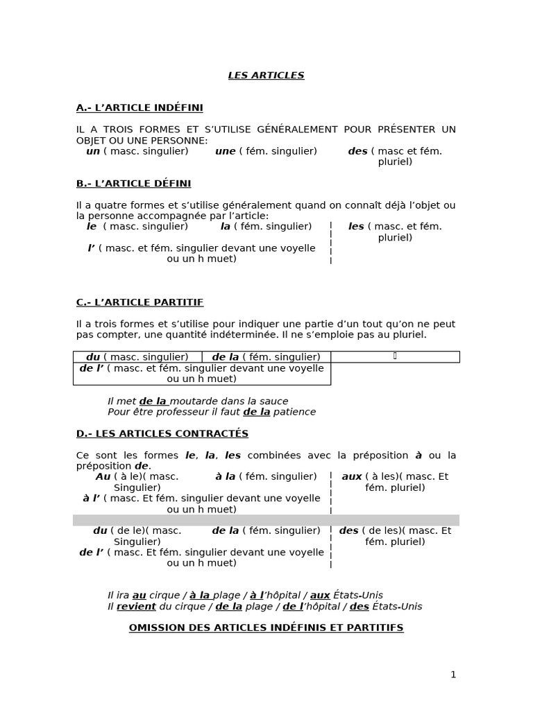 Comprendre les articles en français | PDF | Nourritures | Cuisine