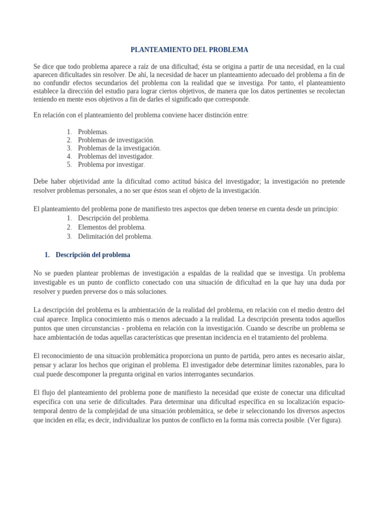 Aspectos Clave del Planteamiento del Problema | PDF | Conocimiento ...