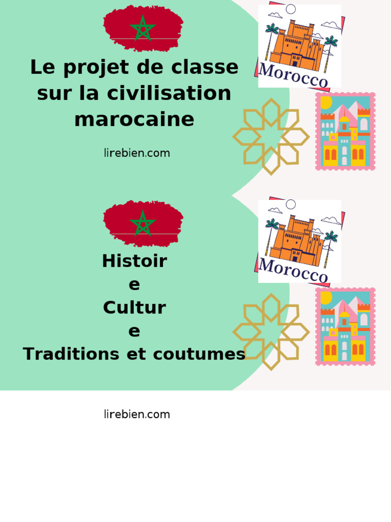 Projet De Classe Sur La Civilisation Marocaine PDF Cuisine 