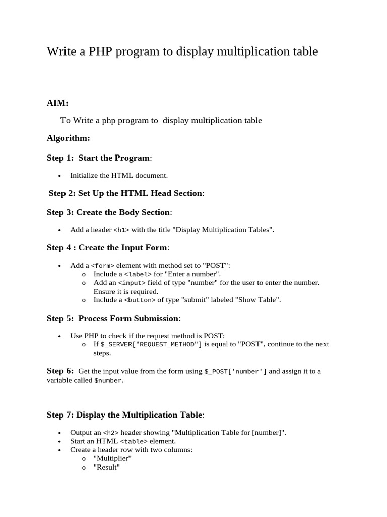 Multiplication Table | PDF | Multiplication | Html