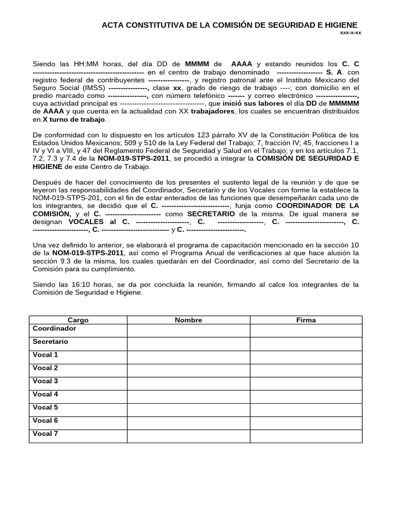 Acta Constitutiva de La Comisión de Seguridad | PDF | Gobierno
