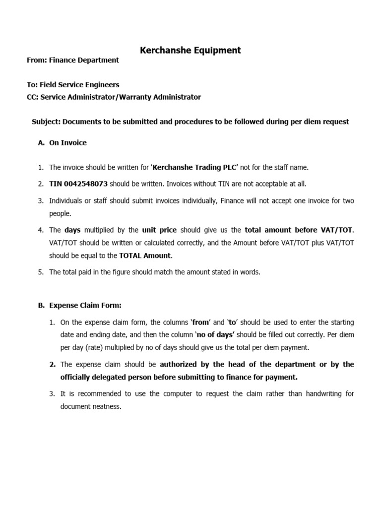 Per Diem Request Procedures Pdf Business