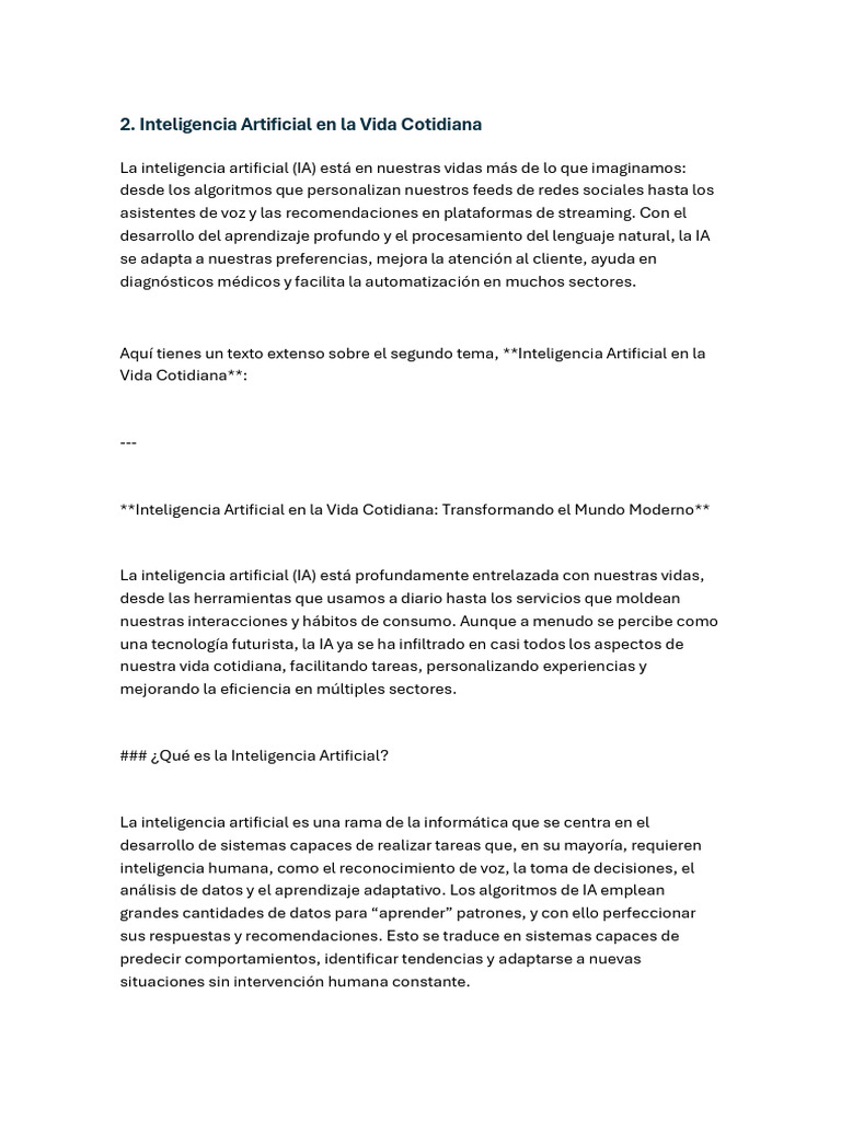 IA en la Vida Cotidiana: Impacto y Usos | PDF | Inteligencia artificial ...
