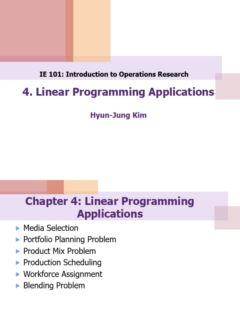 LP Applications | PDF | Linear Programming | Scheduling (Production ...