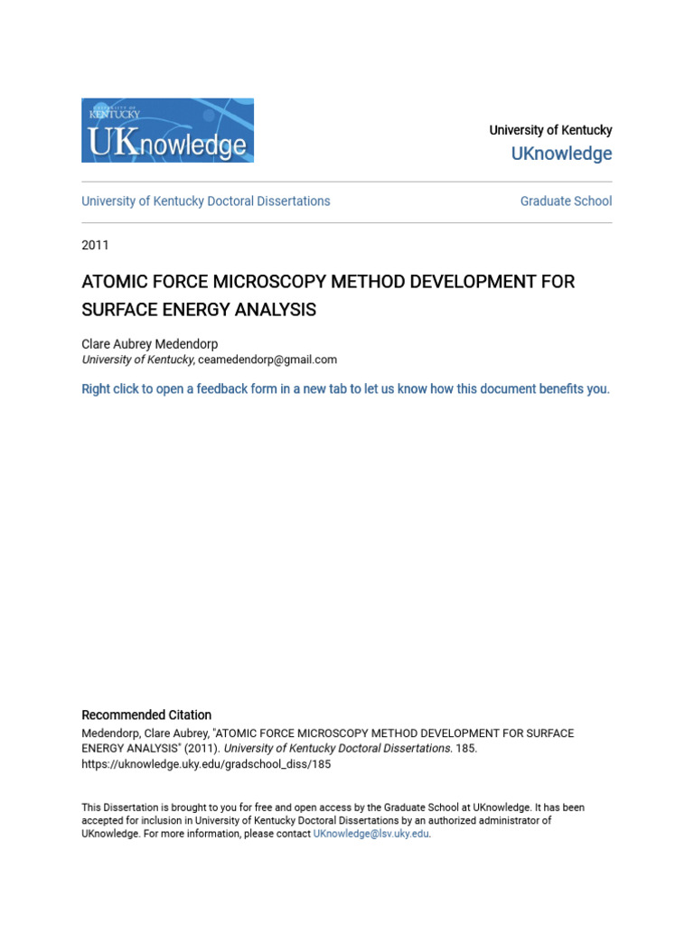 AFM Method for Surface Energy Analysis | PDF | Atomic Force Microscopy ...