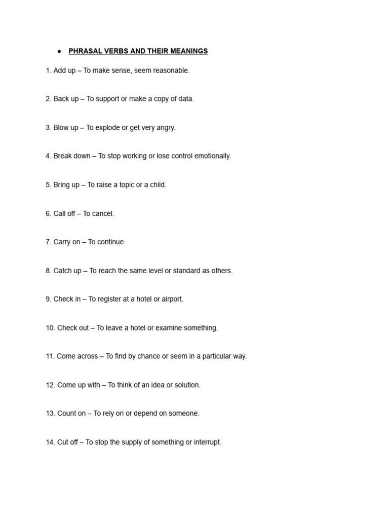 Essential Phrasal Verbs Explained | PDF | Self-Improvement
