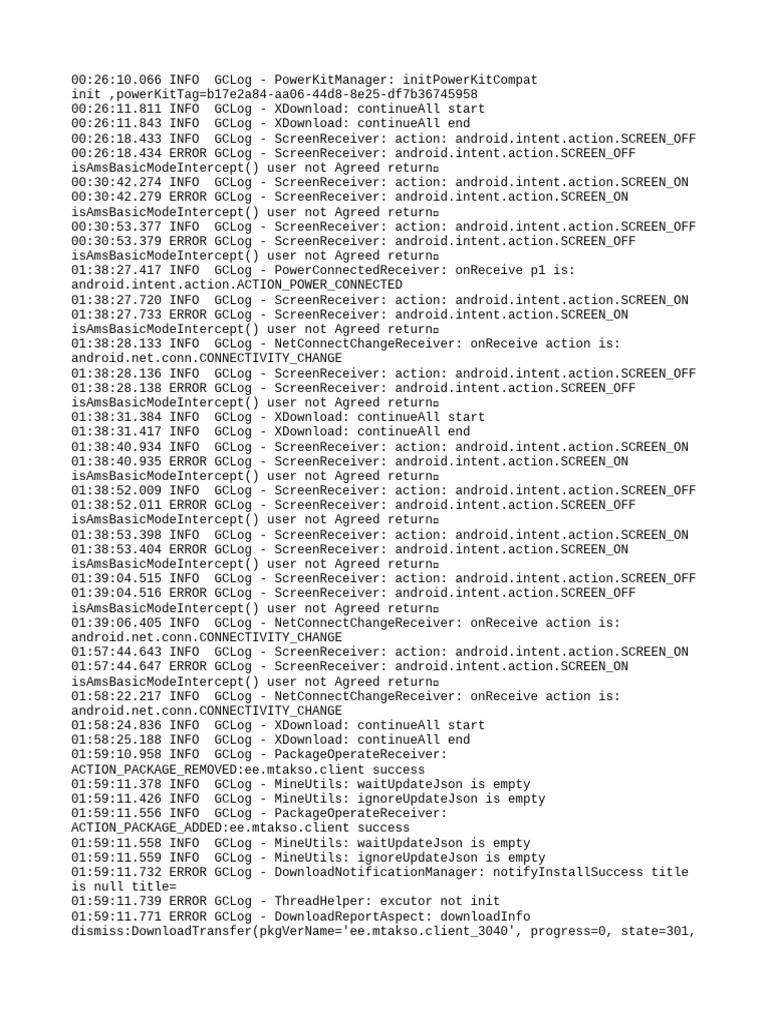 Android Screen Receiver Log Errors | PDF