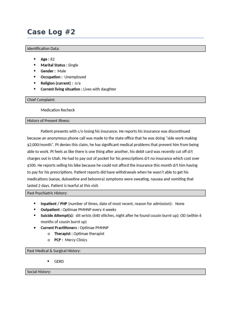 Case log 2 daloris sylvester pdf generalized anxiety disorder