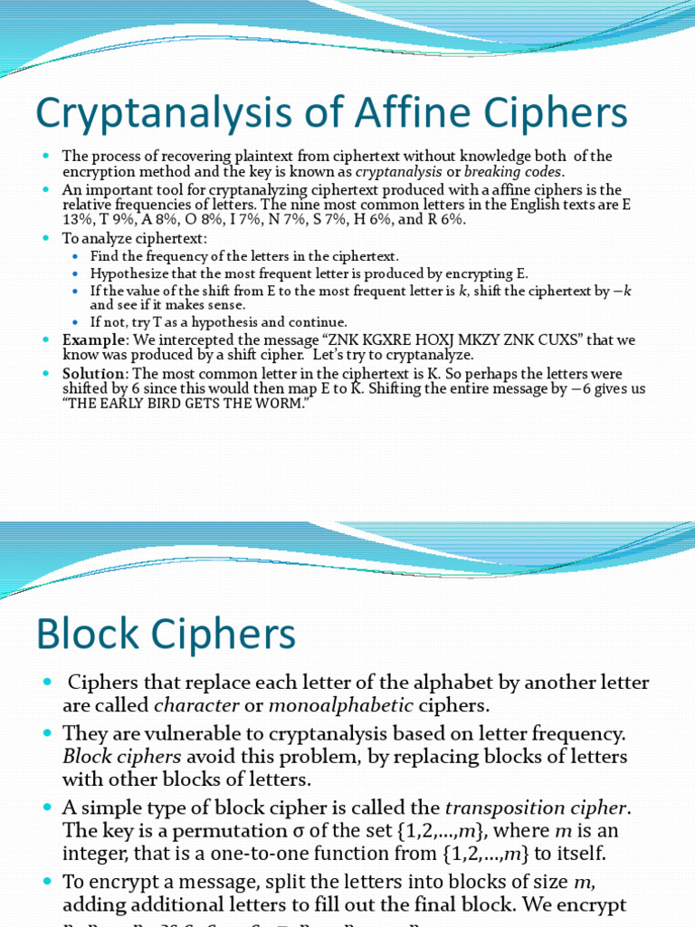 Cryptanalysis Techniques for Ciphers | PDF | Cipher | Public Key ...