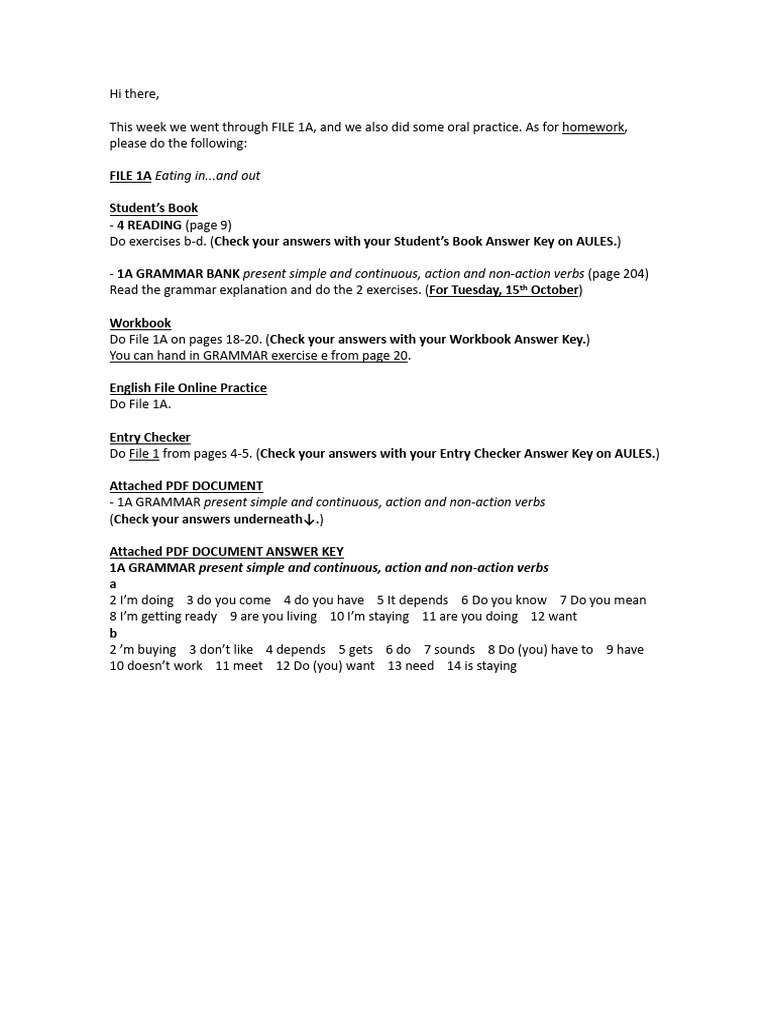 October 10 Lesson + HOMEWORK + KEY | PDF