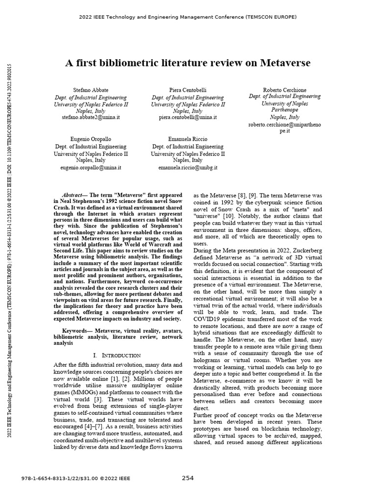 Bibliometric Review of Metaverse Research | PDF | Methodology | Analysis