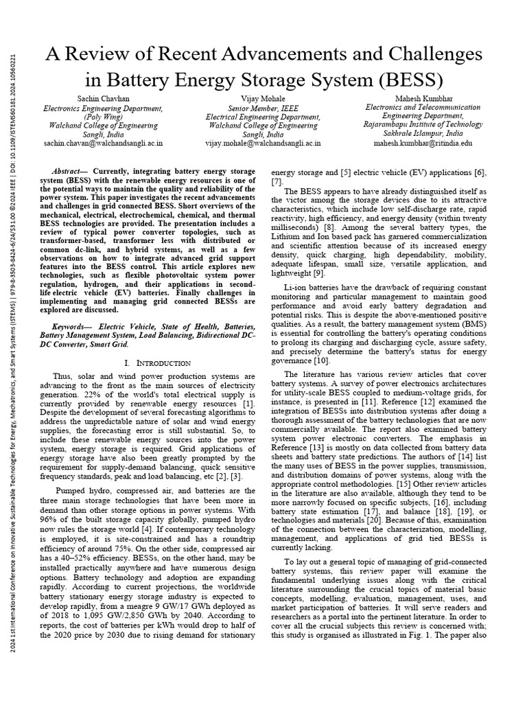 A Review of Recent Advancements and Challenges in Battery Energy ...