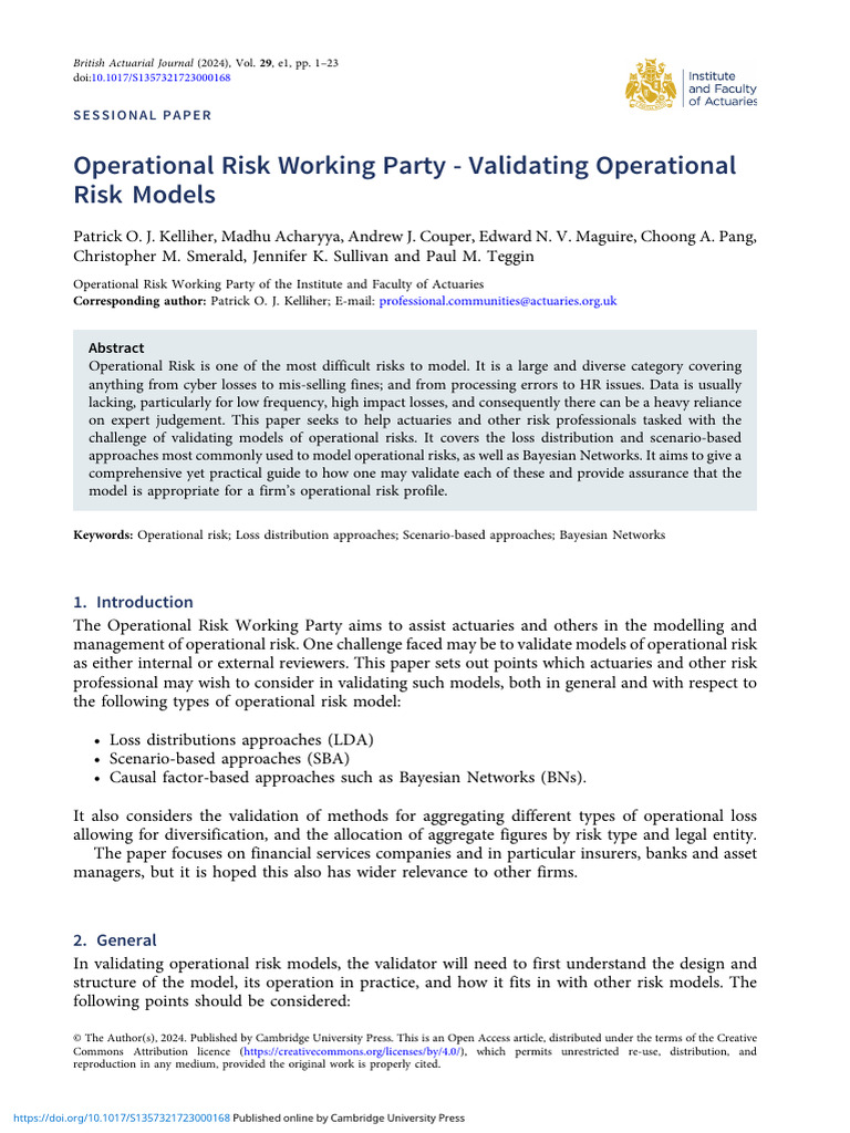 Validating Operational Risk Models Guide | PDF | Risk | Operational Risk
