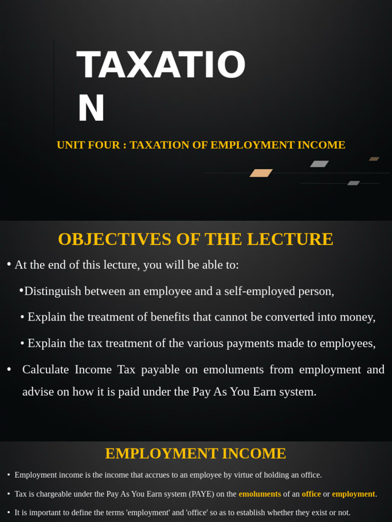 Taxation of Employment Income Explained | PDF | Employment | Expense